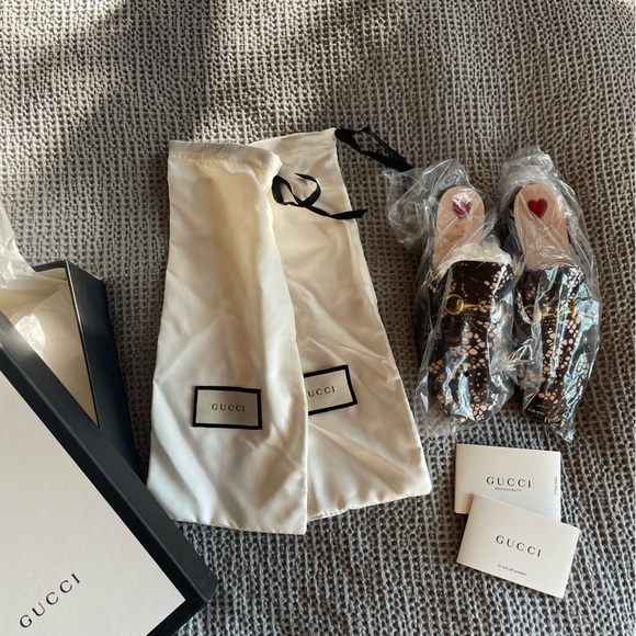 Gucci Black Horsebit Lace Mules - Picture 3 of 7